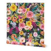 Autumn Blooms Floral Print // Chalkboard (Large)