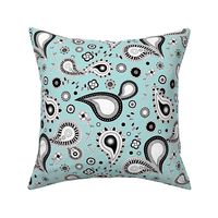 Retro Paisley Pattern Blue and Black