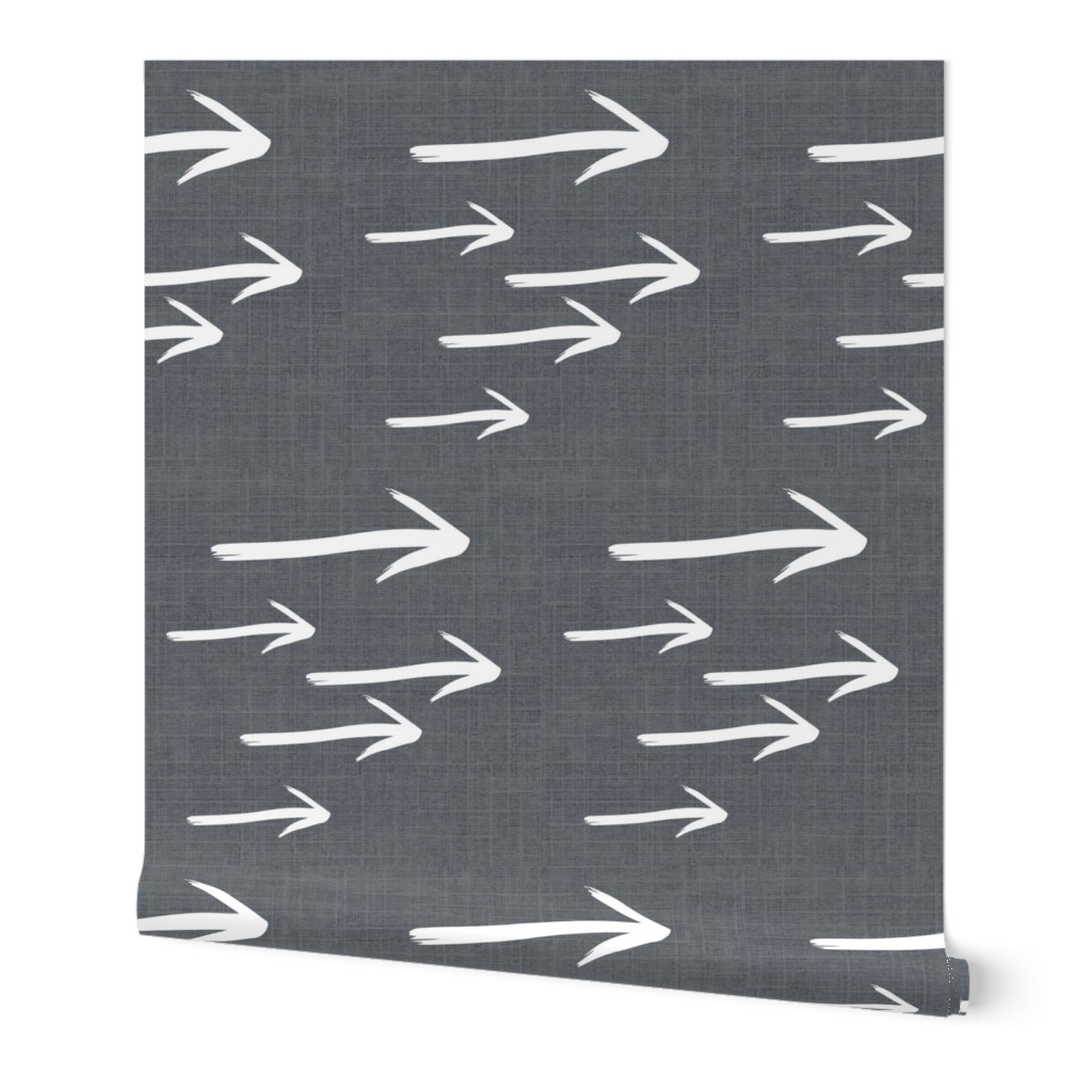 Linen Swoosh Grey Arrows - Grey Linen Arrows