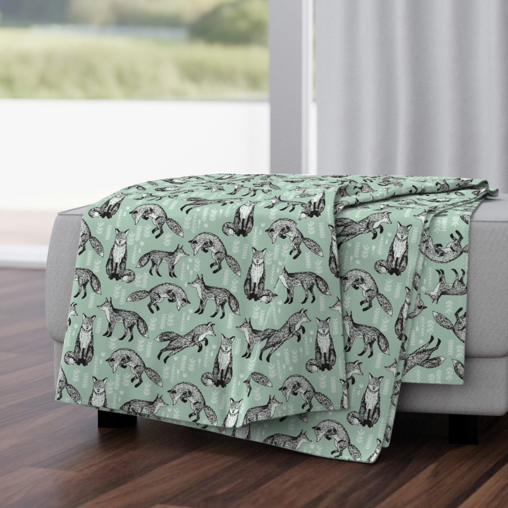 fox // mint green woodland animal cute fox for nursery gender neutral baby quilt cute kids design by andrea lauren