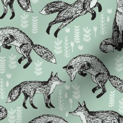 fox // mint green woodland animal cute fox for nursery gender neutral baby quilt cute kids design by andrea lauren