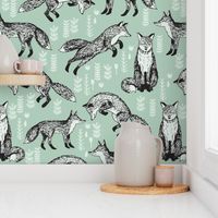 fox // mint green woodland animal cute fox for nursery gender neutral baby quilt cute kids design by andrea lauren