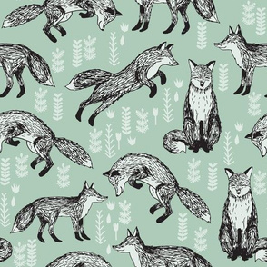 fox // mint green woodland animal cute fox for nursery gender neutral baby quilt cute kids design by andrea lauren