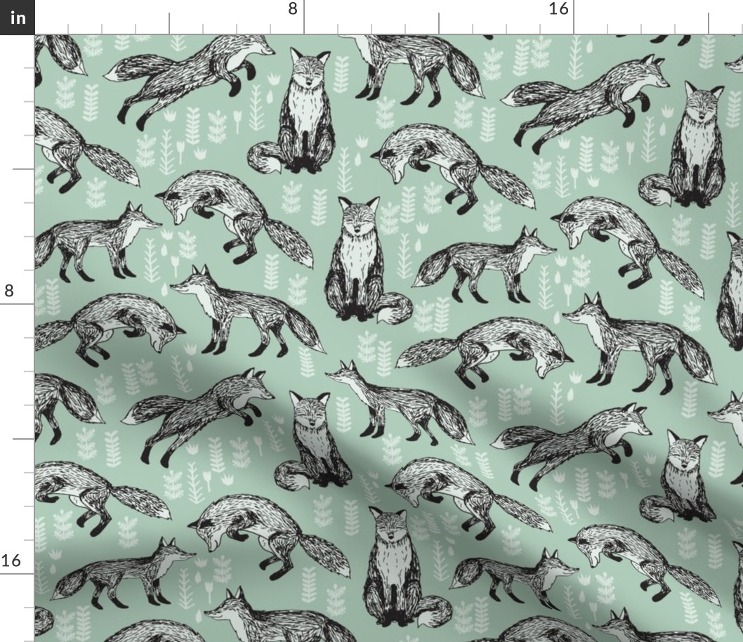 fox // mint green woodland animal cute fox for nursery gender neutral baby quilt cute kids design by andrea lauren