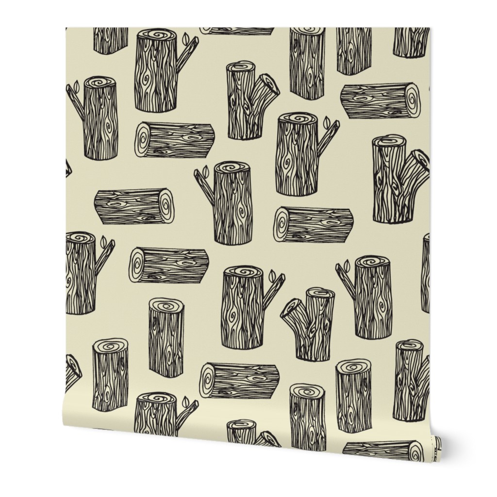 tree logs // forest woodland tree log tree stump cream gender neutral cream soft baby nursery crib bedding 