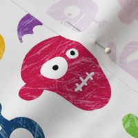 Crayon-drawn monsters