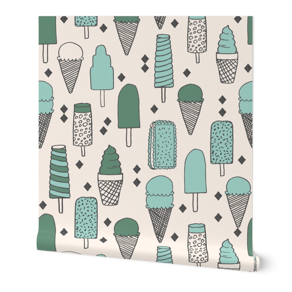 ice cream // mint ice cream cone sweet illustration food summer tropical