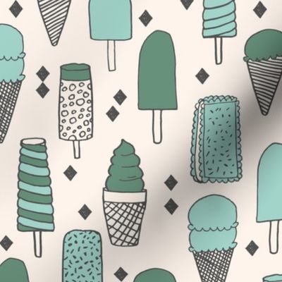 ice cream // mint ice cream cone sweet illustration food summer tropical