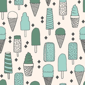 ice cream // mint ice cream cone sweet illustration food summer tropical