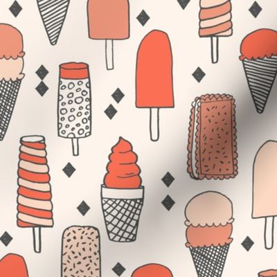 ice cream // sweet blush coral pastel girly summer tropical girls illustration food print