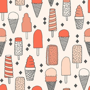 ice cream // sweet blush coral pastel girly summer tropical girls illustration food print