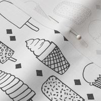 ice cream // sweet charcoal black and white minimal grey kids summer sweet food sweets fabric