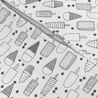 ice cream // sweet charcoal black and white minimal grey kids summer sweet food sweets fabric