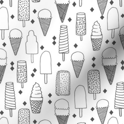 ice cream // sweet charcoal black and white minimal grey kids summer sweet food sweets fabric