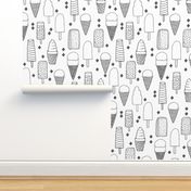 ice cream // sweet charcoal black and white minimal grey kids summer sweet food sweets fabric