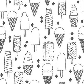 ice cream // sweet charcoal black and white minimal grey kids summer sweet food sweets fabric