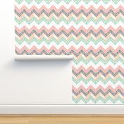 Mint, Blush, Peach, Grey Triangle Arrow Chevron