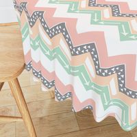 Mint, Blush, Peach, Grey Triangle Arrow Chevron