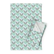 Mint, Grey, White Arrow Chevron - Triangles and Arrows