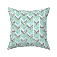 Mint, Grey, White Arrow Chevron - Triangles and Arrows