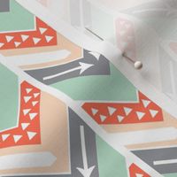 Coral, Blush, Grey, Mint Arrow Chevron - Triangles and Arrows