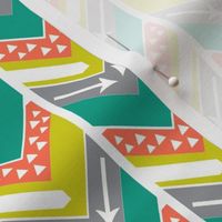 Coral, Teal, Chartreuse, Grey Arrow Chevron - Arrows and Triangles