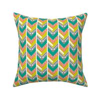 Coral, Teal, Chartreuse, Grey Arrow Chevron - Arrows and Triangles