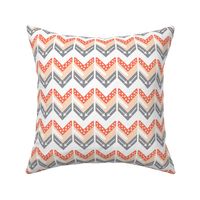 Coral, Blush, Grey Arrow Chevron - Triangles and Arrows