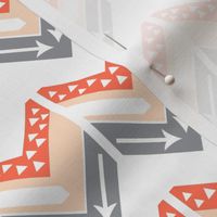 Coral, Blush, Grey Arrow Chevron - Triangles and Arrows