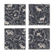 Winter Woodland Toile (black solid/burlap) LRG 