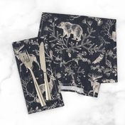 Winter Woodland Toile (black solid/burlap) LRG 