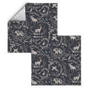 Winter Woodland Toile (black solid/burlap) LRG 