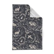 Winter Woodland Toile (black solid/burlap) LRG 