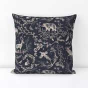 Winter Woodland Toile (black solid/burlap) LRG 