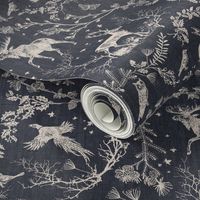 Winter Woodland Toile (black solid/burlap) LRG 