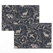 Winter Woodland Toile (black solid/burlap) LRG 