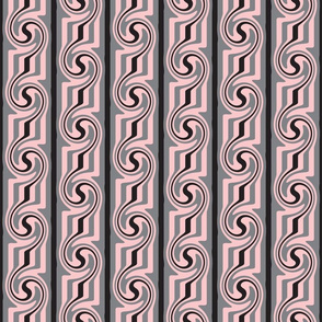 Pink Grey Black Swirly Stripes