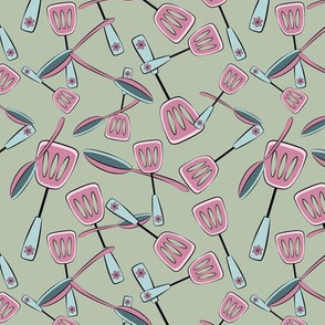 Spatulas and Spoons Pink and Aqua