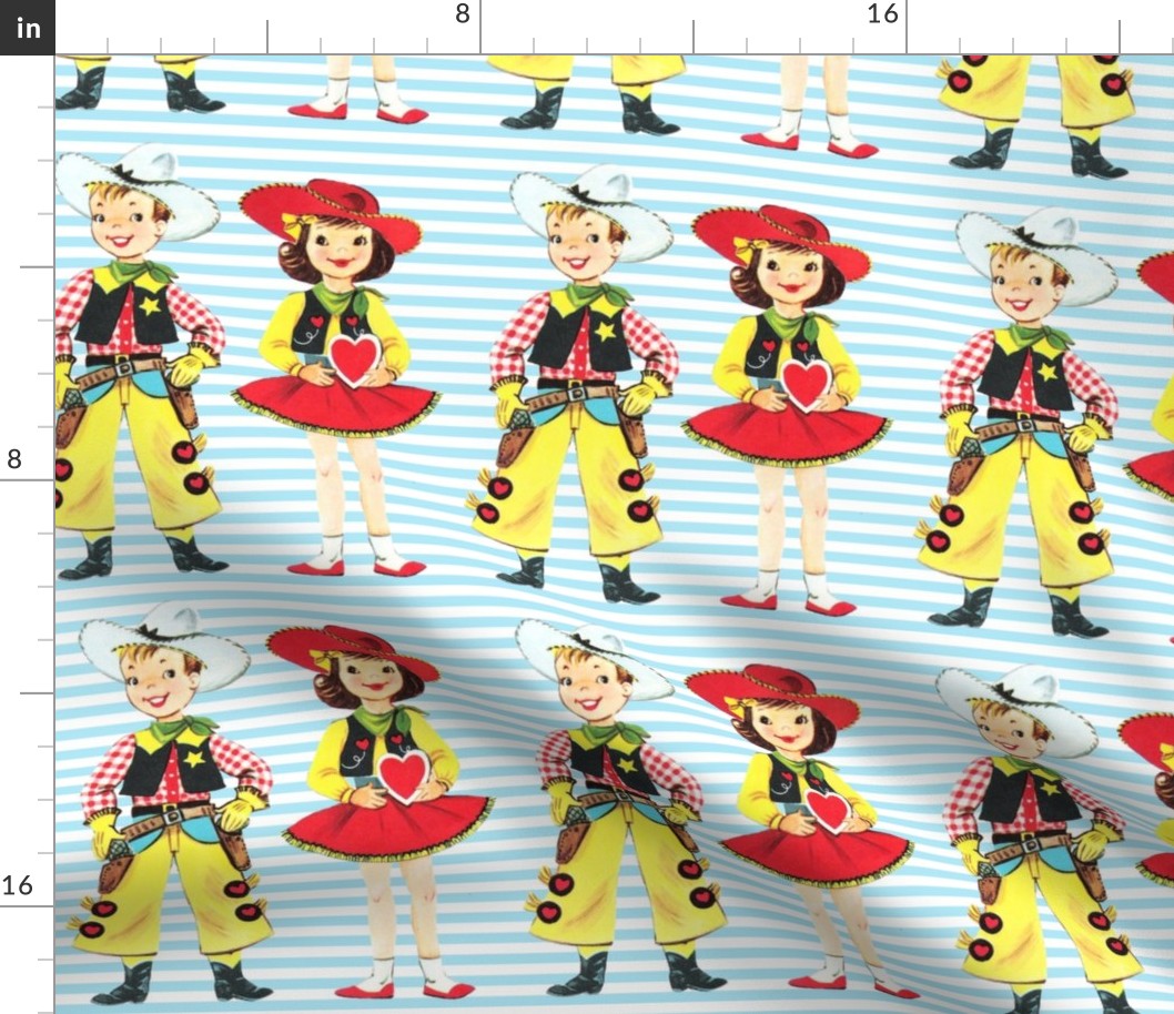  vintage kids kitsch cowboys cowgirls texas wild wild west western valentines stripes children sheriffs boys girls hearts