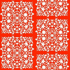 Middle Eastern Chinese Paper-Cut Panels White on Red