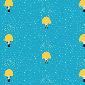 Yellow umbrella true blue