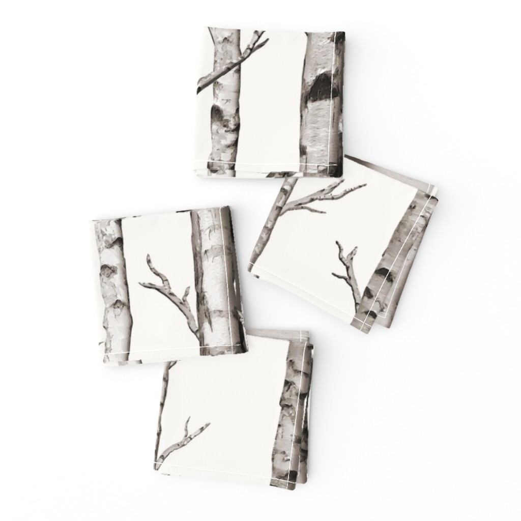 Birch Grove Fabric and Wallpaper in Warm Grey and Linen White