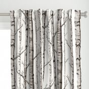 Birch Grove Fabric and Wallpaper in Warm Grey and Linen White
