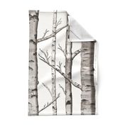 Birch Grove Fabric and Wallpaper in Warm Grey and Linen White