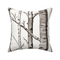 Birch Grove Fabric and Wallpaper in Warm Grey and Linen White