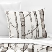 Birch Grove Fabric and Wallpaper in Warm Grey and Linen White