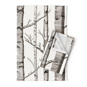 Birch Grove Fabric and Wallpaper in Warm Grey and Linen White