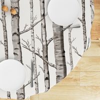 Birch Grove Fabric and Wallpaper in Warm Grey and Linen White