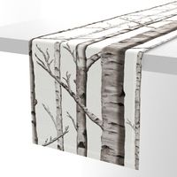 Birch Grove Fabric and Wallpaper in Warm Grey and Linen White