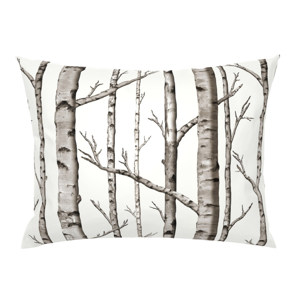 Smaller Scale Birch Grove in Warm Grey and Linen White